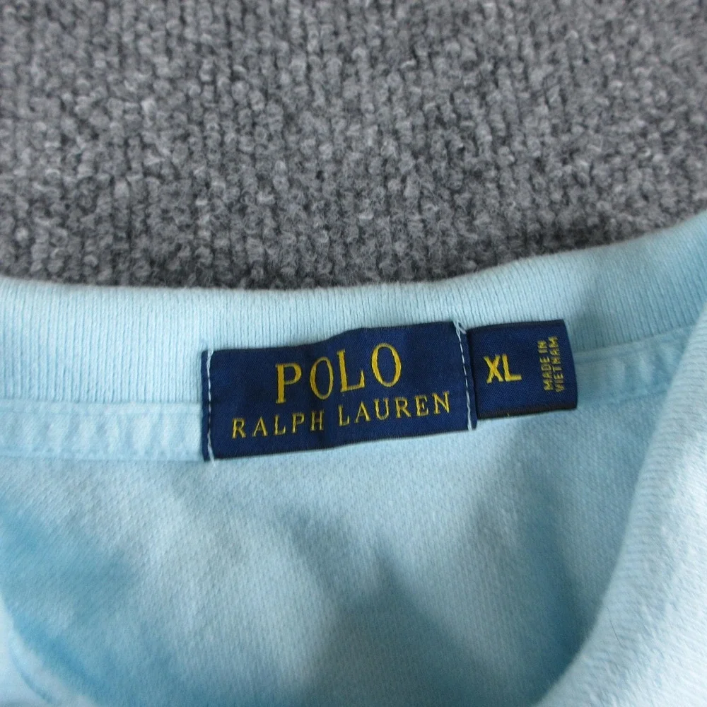 Polo Ralph Lauren Polo Shirt Mens XL Blue Short Sleeve Cotton Pony Logo Flaw